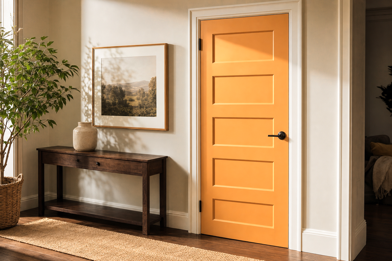 Bakelite Gold by Sherwin-Williams on interior-doors