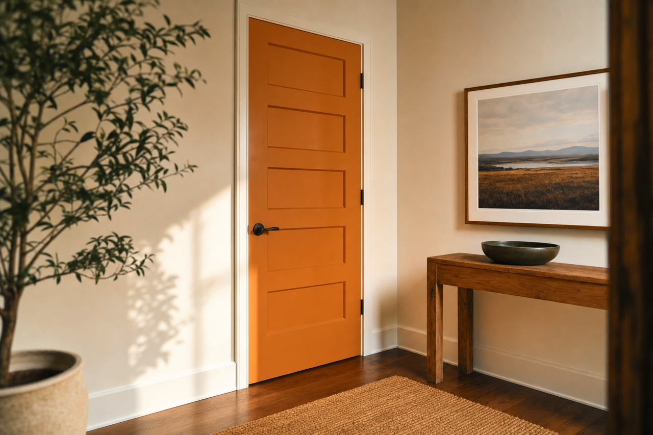 Saucy Gold by Sherwin-Williams on interior-doors
