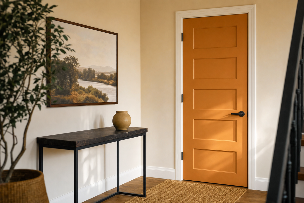 Butterscotch by Sherwin-Williams on interior-doors