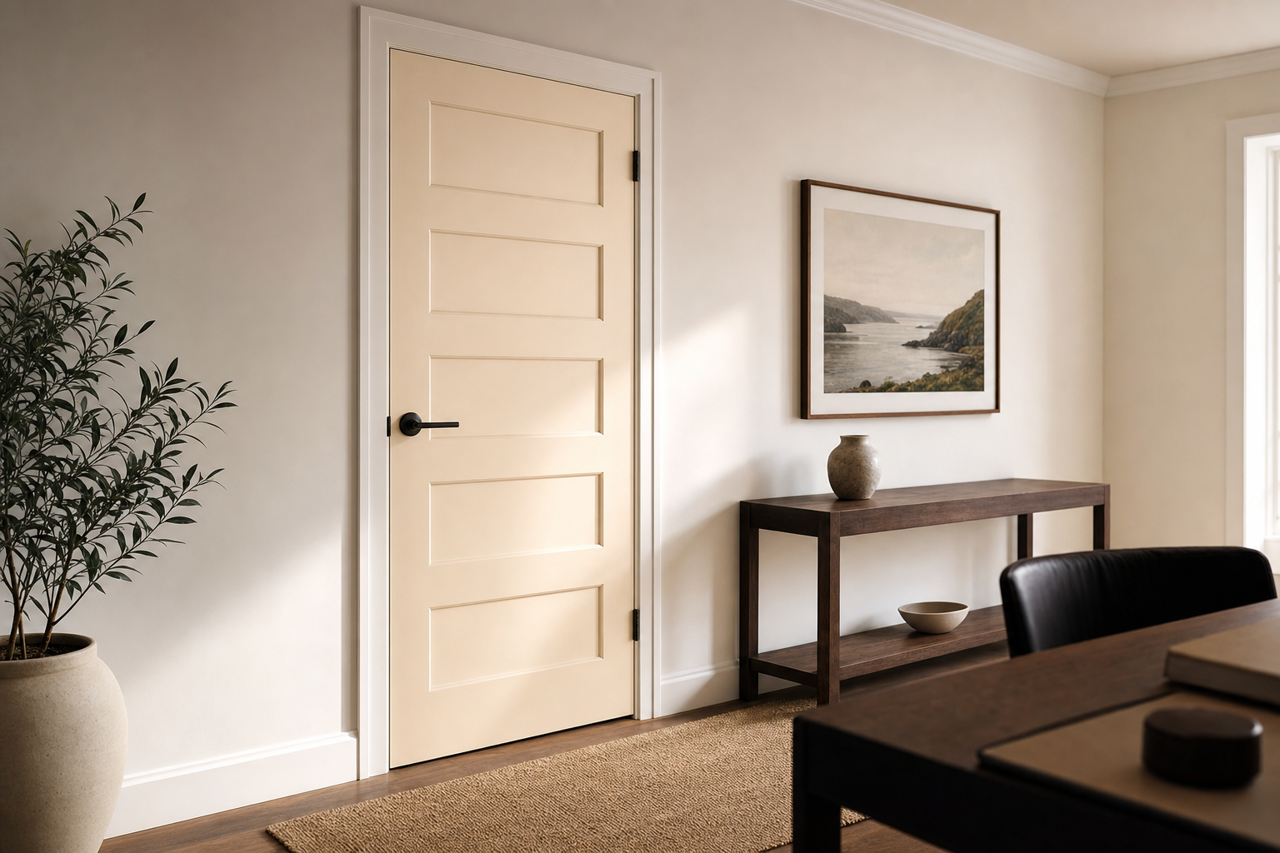 Crisp Linen by Sherwin-Williams on interior-doors