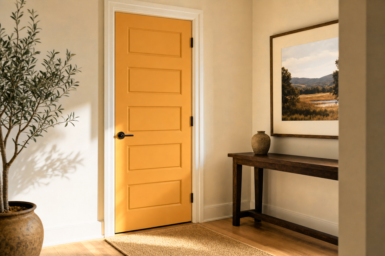 Ceremonial Gold by Sherwin-Williams on interior-doors