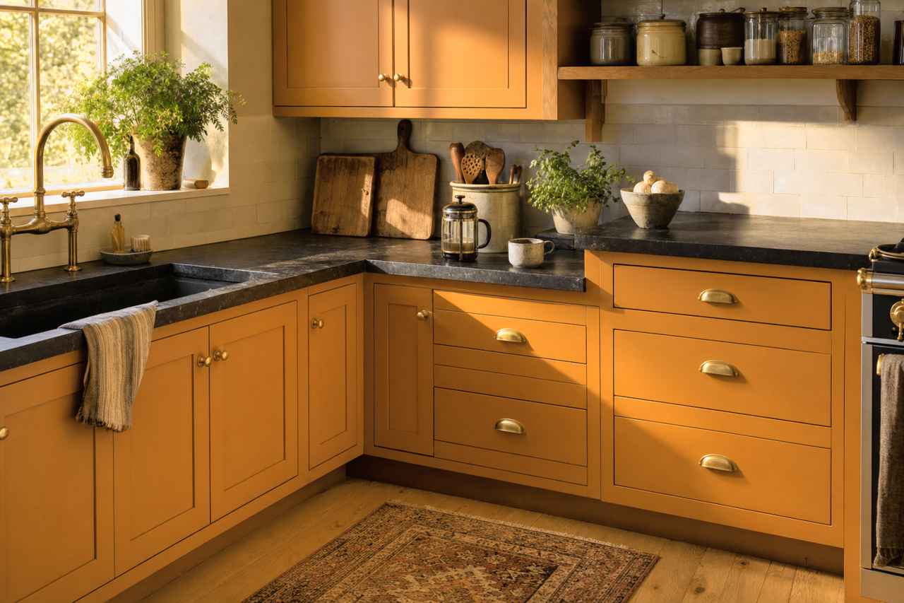 Cut the Mustard by Sherwin-Williams on cabinets