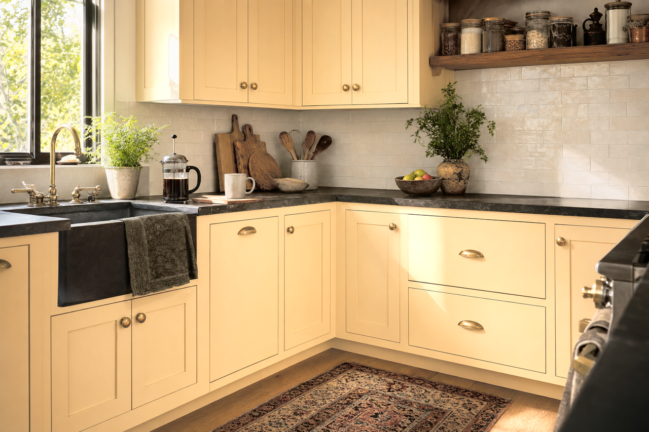 Compatible Cream by Sherwin-Williams on cabinets