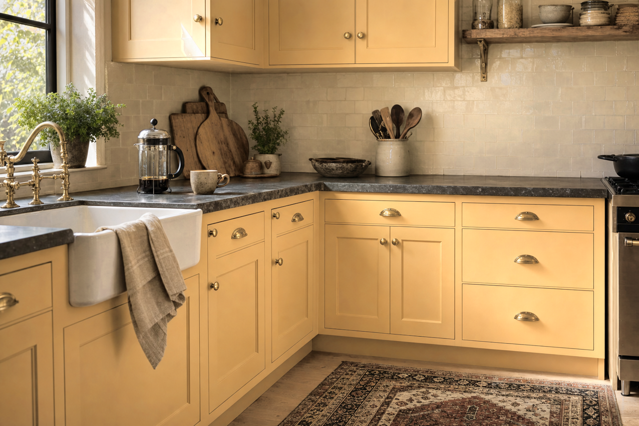 Golden Fleece by Sherwin-Williams on cabinets
