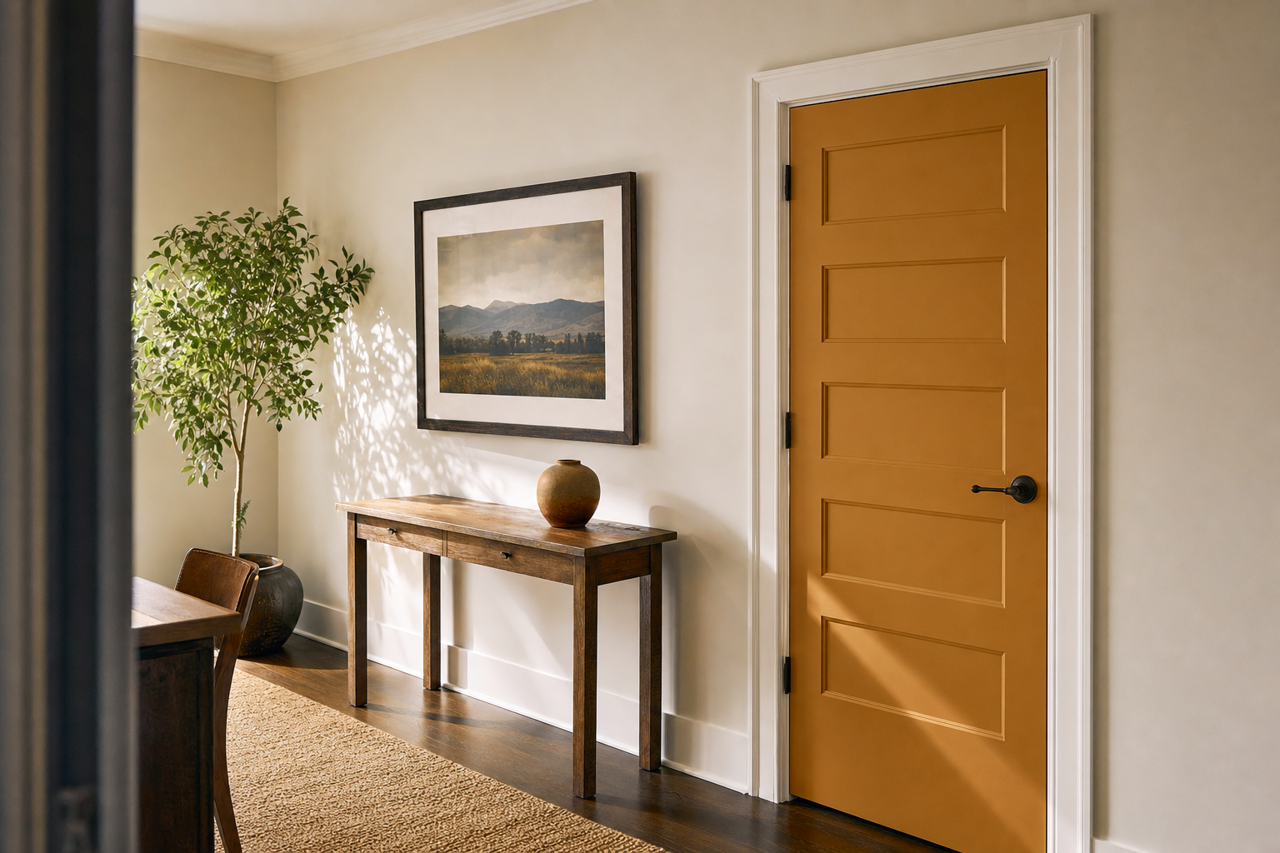 Gallant Gold by Sherwin-Williams on interior-doors