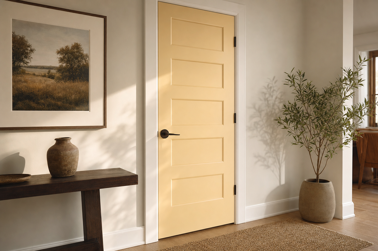 Vital Yellow by Sherwin-Williams on interior-doors