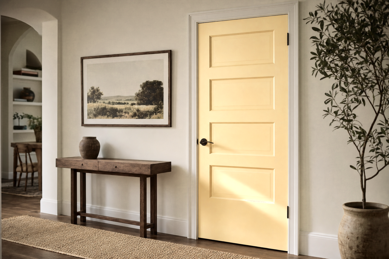 Convivial Yellow by Sherwin-Williams on interior-doors