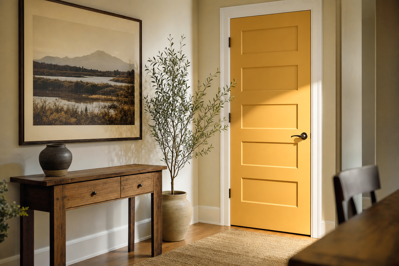 Different Gold by Sherwin-Williams on interior-doors