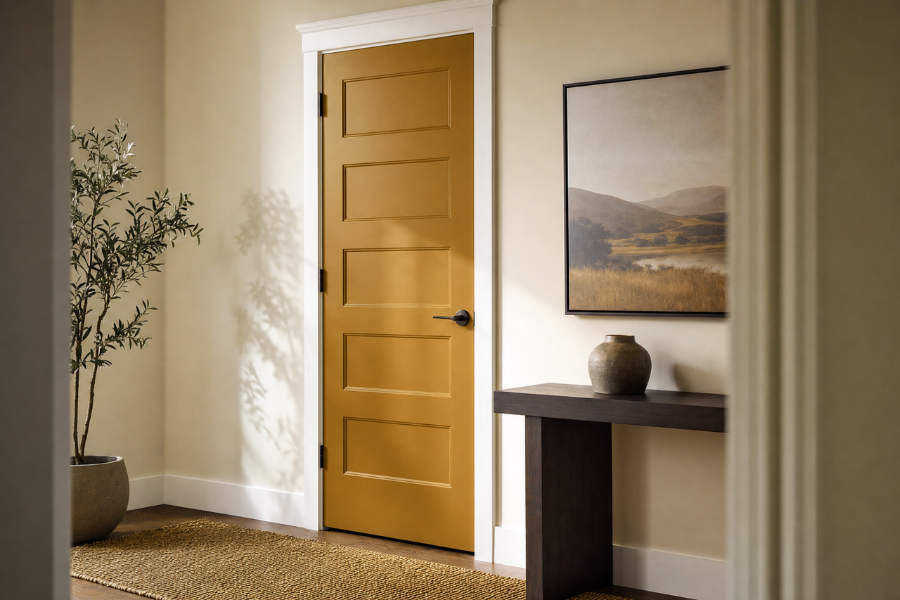Fervent Brass by Sherwin-Williams on interior-doors