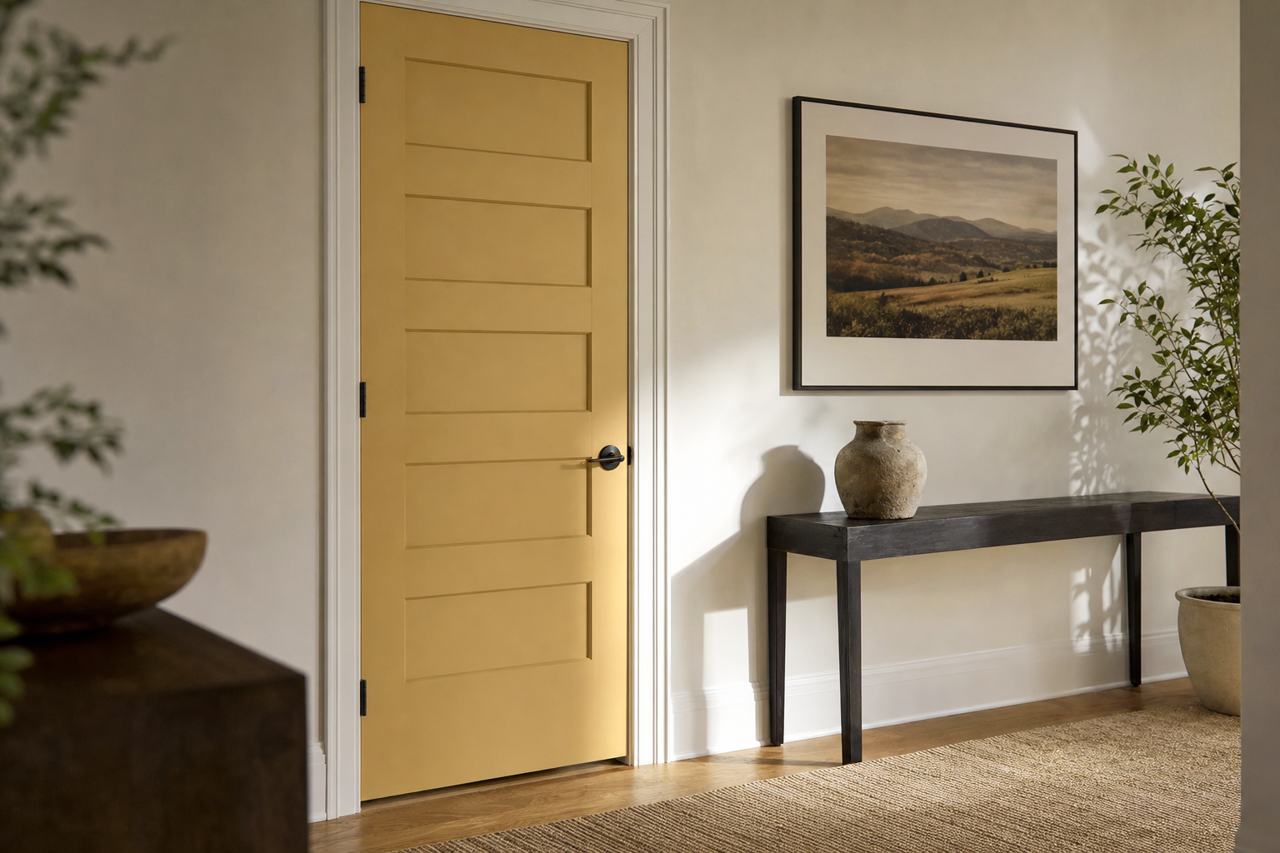 Edgy Gold by Sherwin-Williams on interior-doors