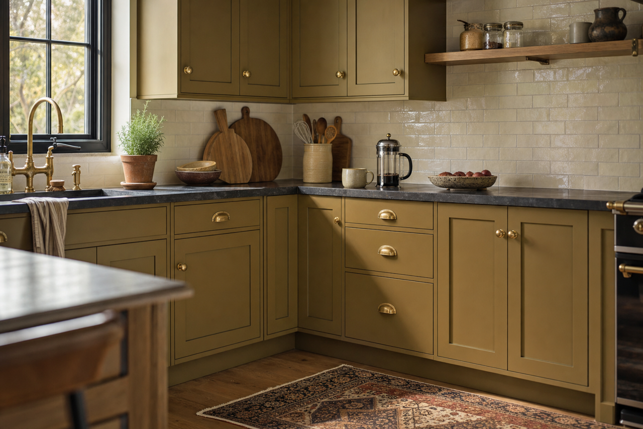 Eminent Bronze by Sherwin-Williams on cabinets