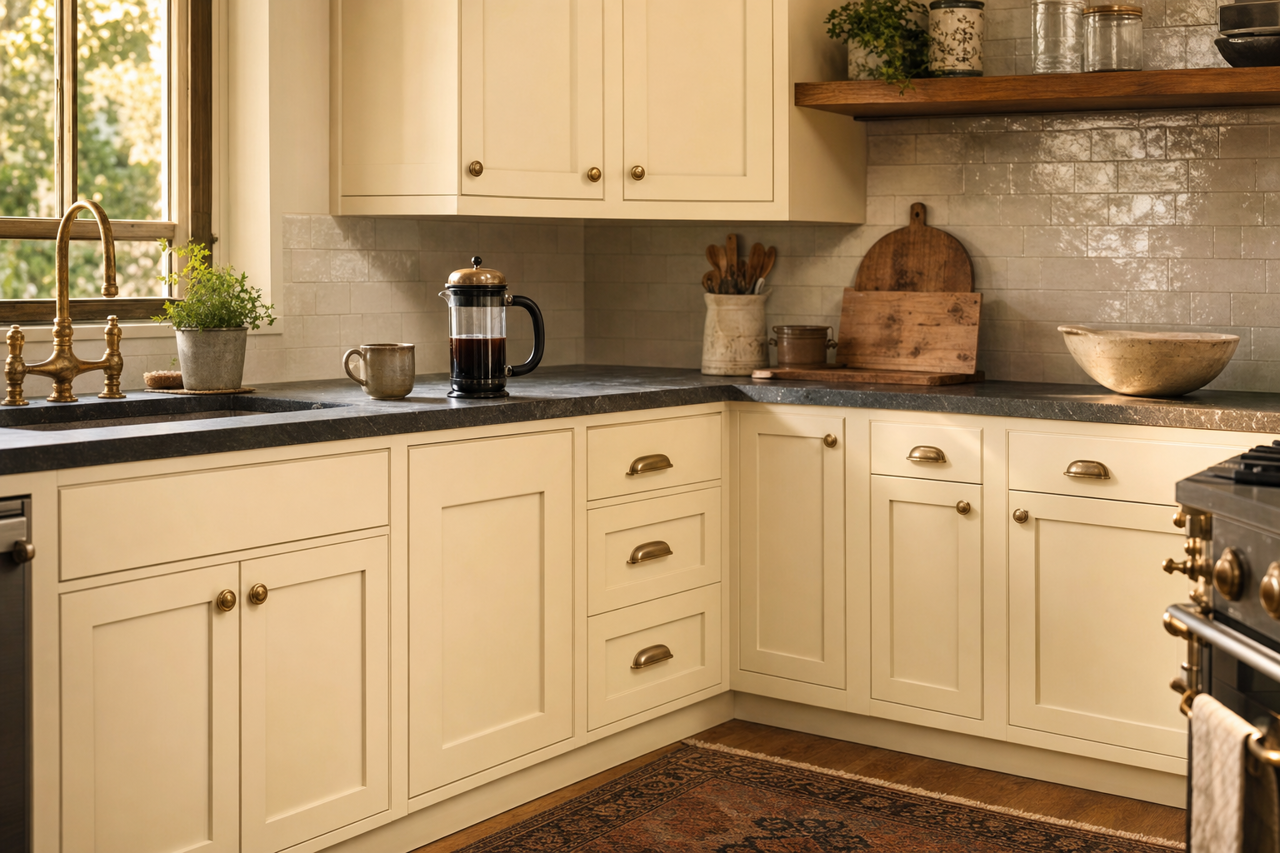 Restoration Ivory by Sherwin-Williams on cabinets