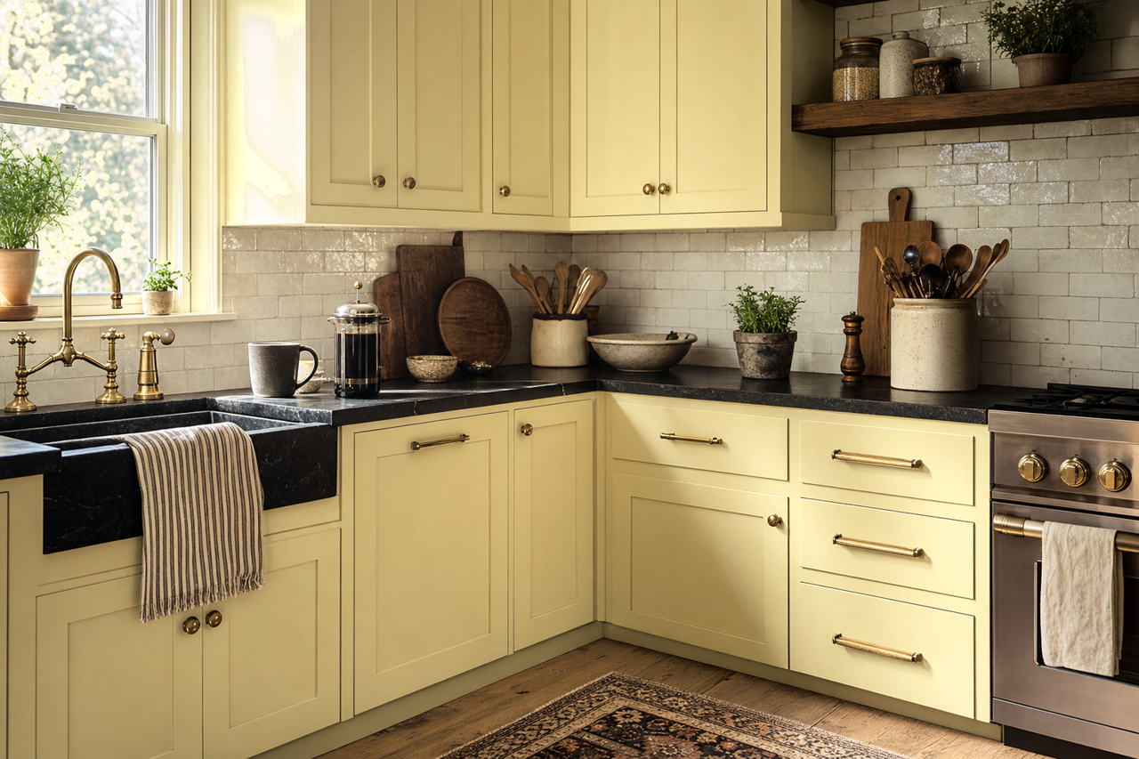 Hearts of Palm by Sherwin-Williams on cabinets