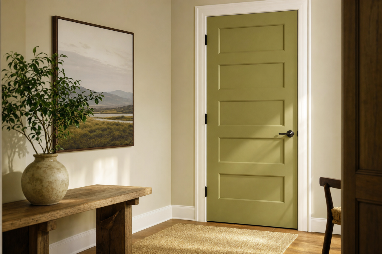Rural Green by Sherwin-Williams on interior-doors