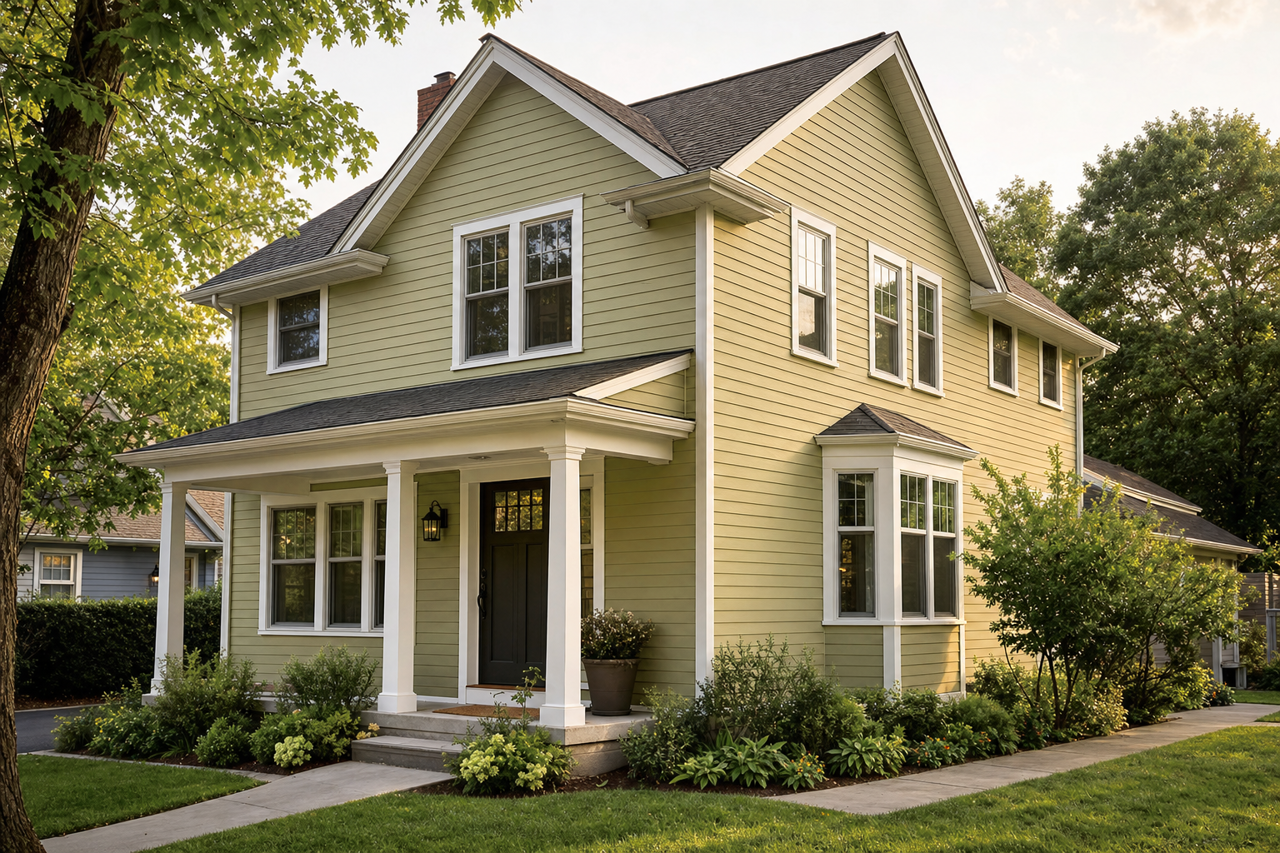 Tansy Green by Sherwin-Williams on exterior