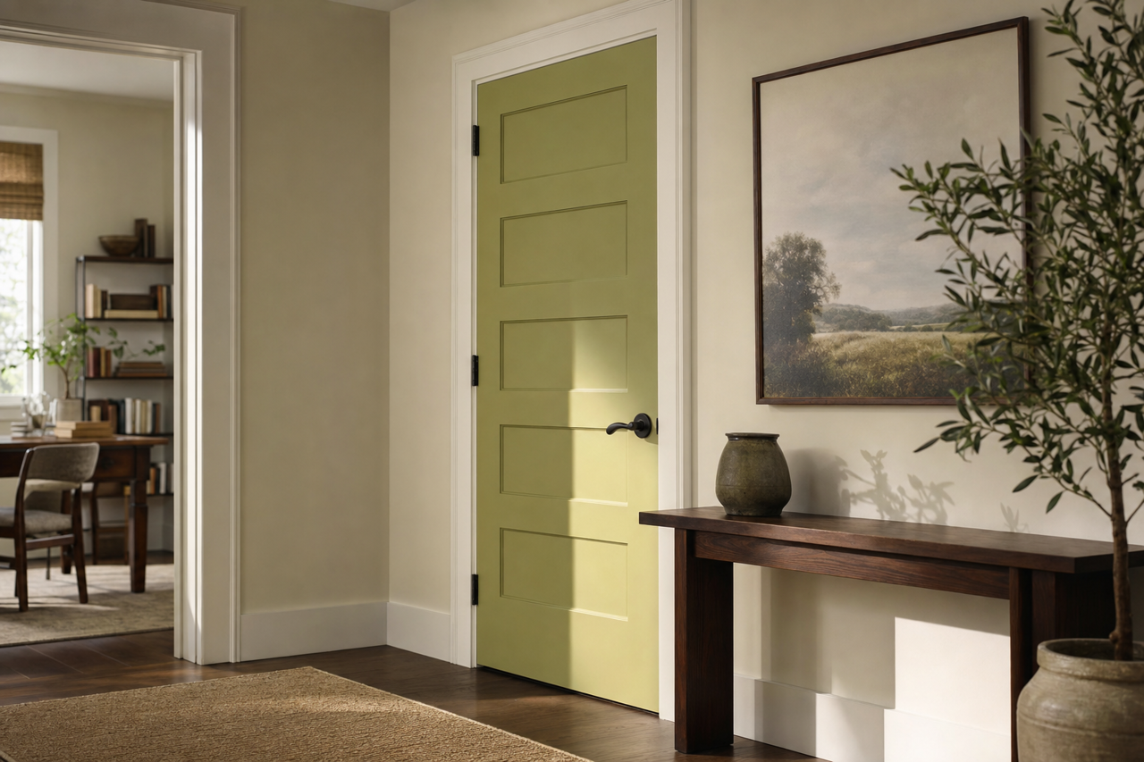 Tansy Green by Sherwin-Williams on interior-doors