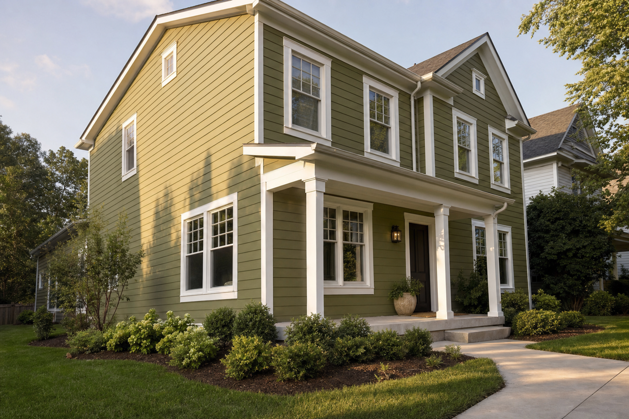 Relentless Olive by Sherwin-Williams on exterior