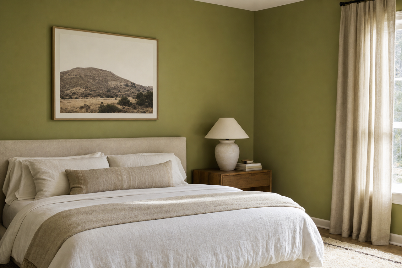 Relentless Olive by Sherwin-Williams on interiors
