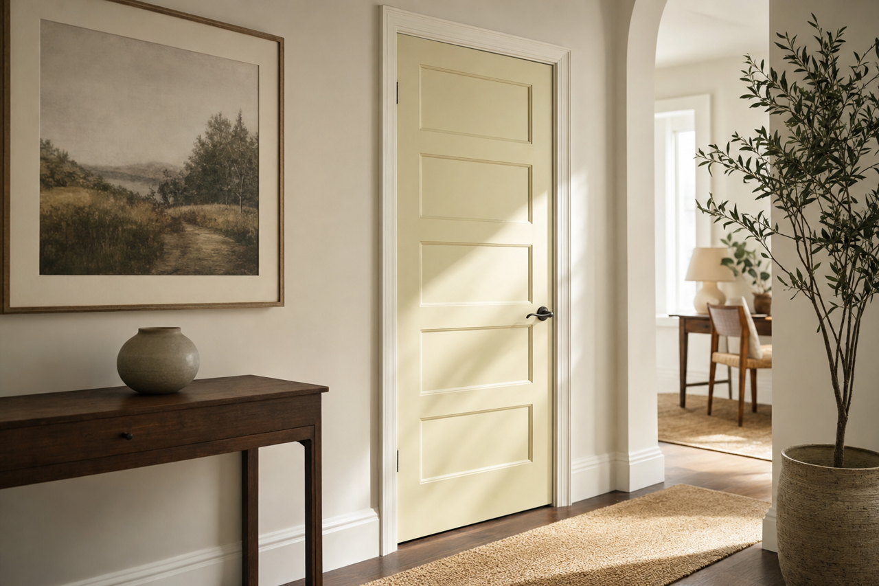 Honeydew by Sherwin-Williams on interior-doors