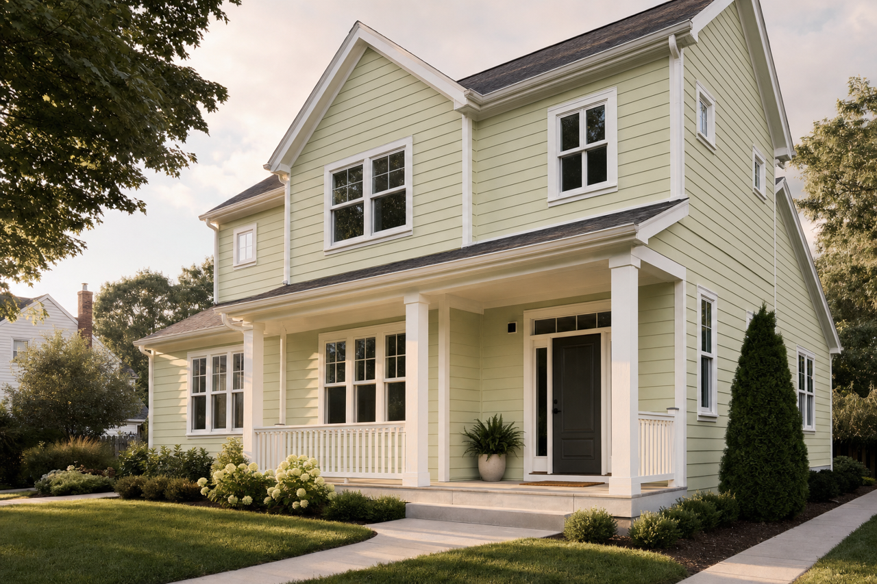 Baize Green by Sherwin-Williams on exterior