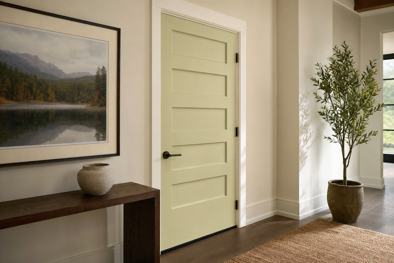 Baize Green by Sherwin-Williams on interior-doors