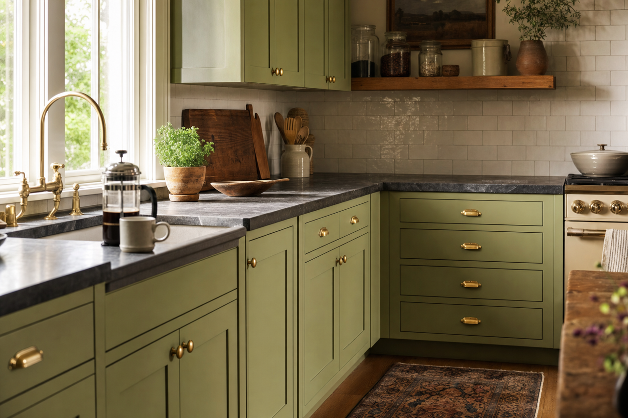Leapfrog by Sherwin-Williams on cabinets