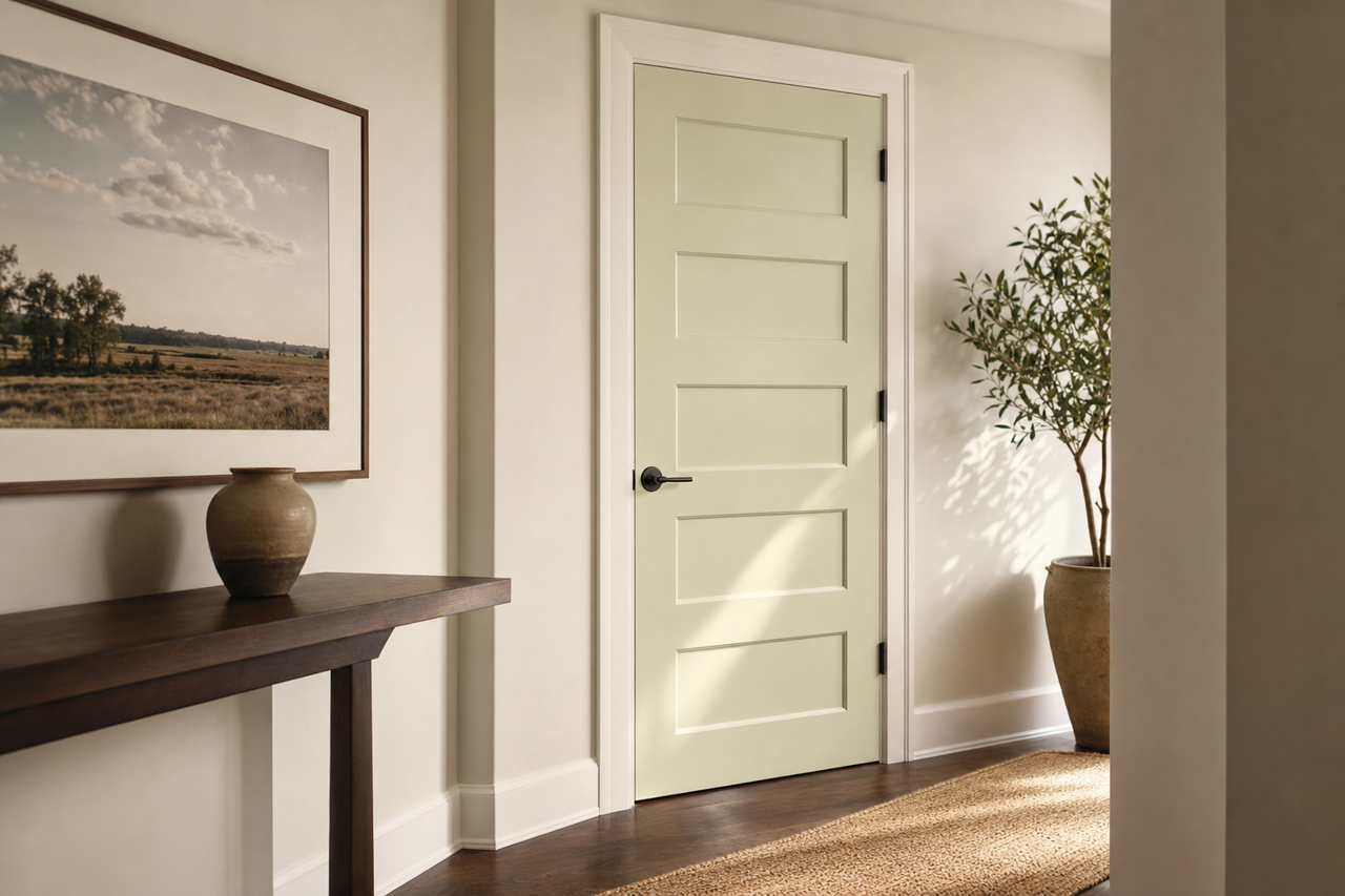Spinach White by Sherwin-Williams on interior-doors