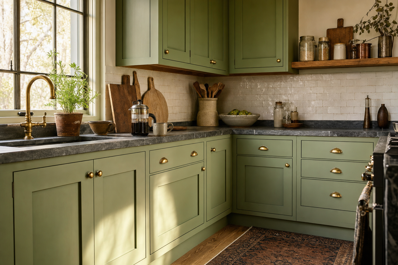 Dill by Sherwin-Williams on cabinets
