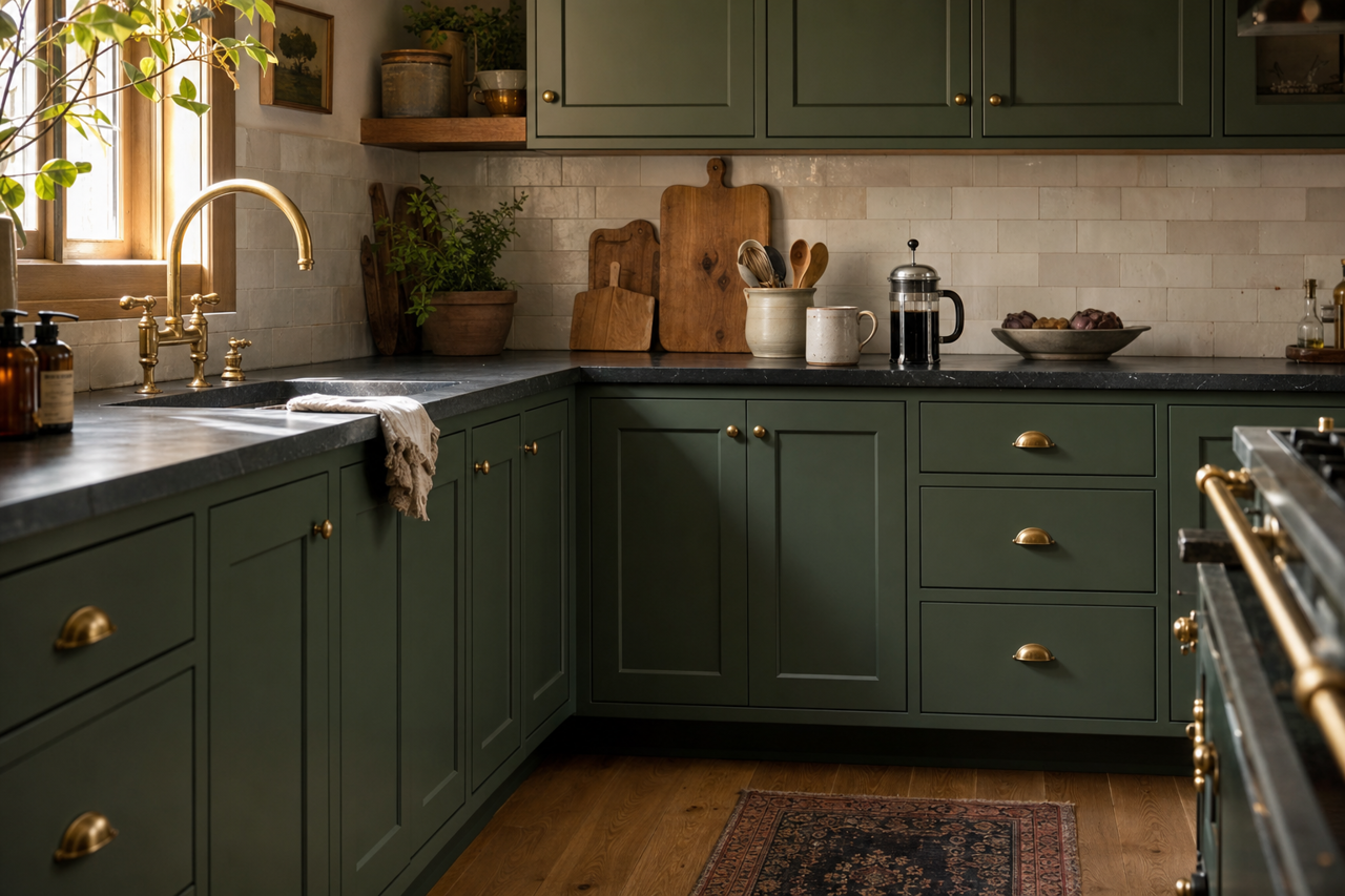 Courtyard by Sherwin-Williams on cabinets