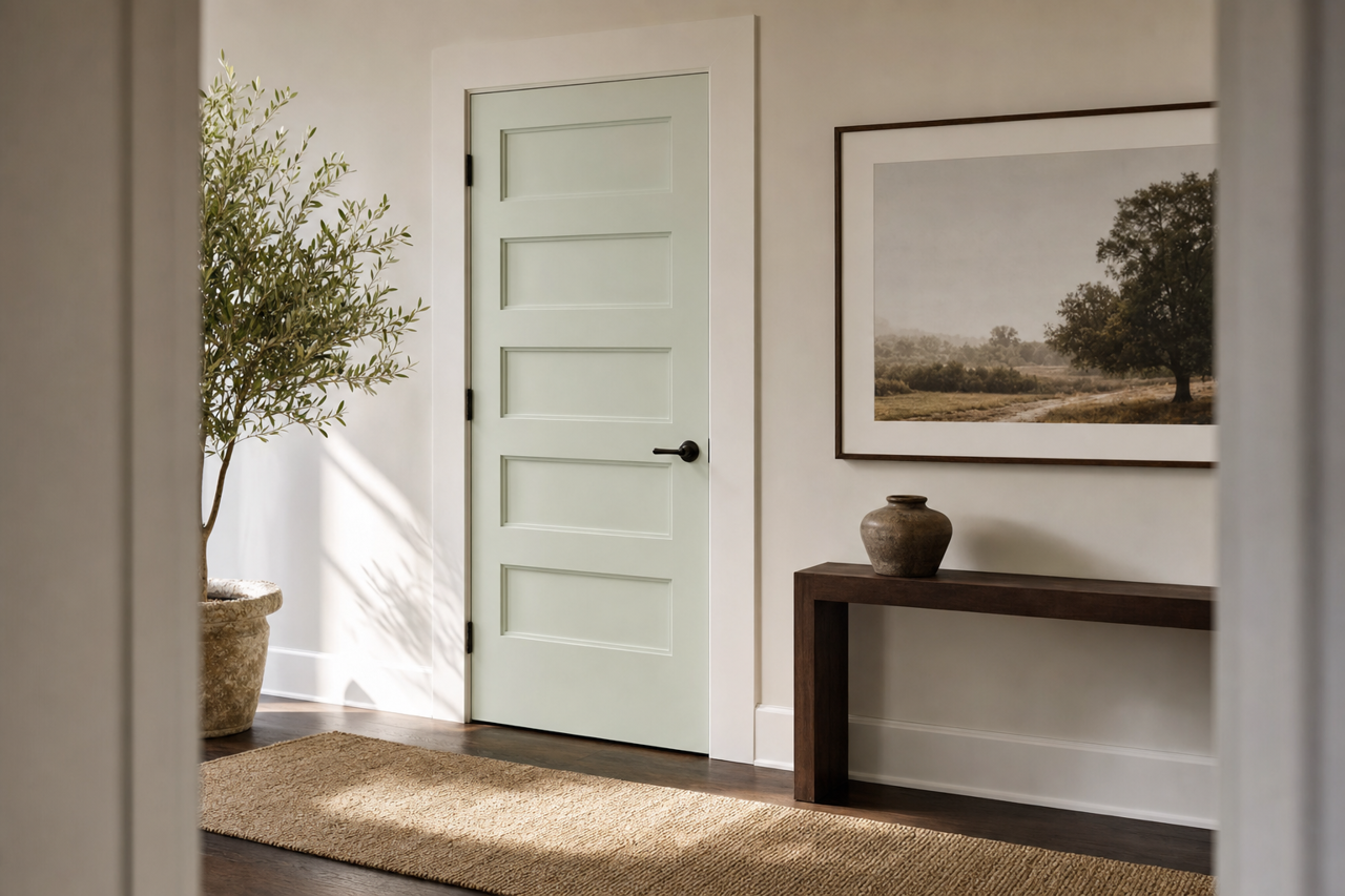 White Mint by Sherwin-Williams on interior-doors