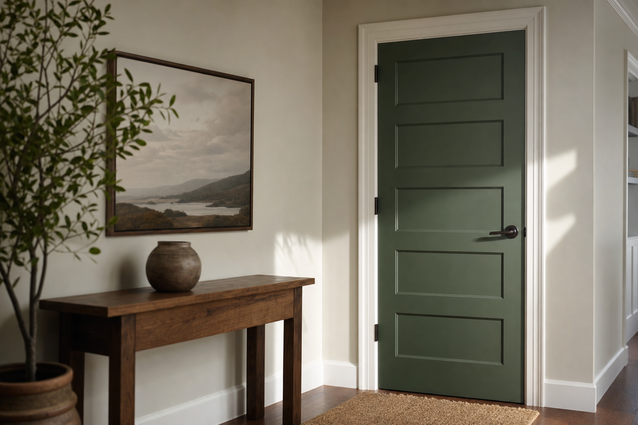 Evergreens by Sherwin-Williams on interior-doors