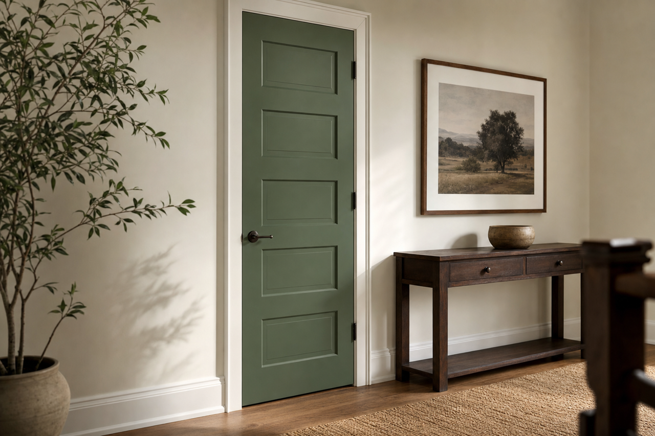 Cilantro by Sherwin-Williams on interior-doors