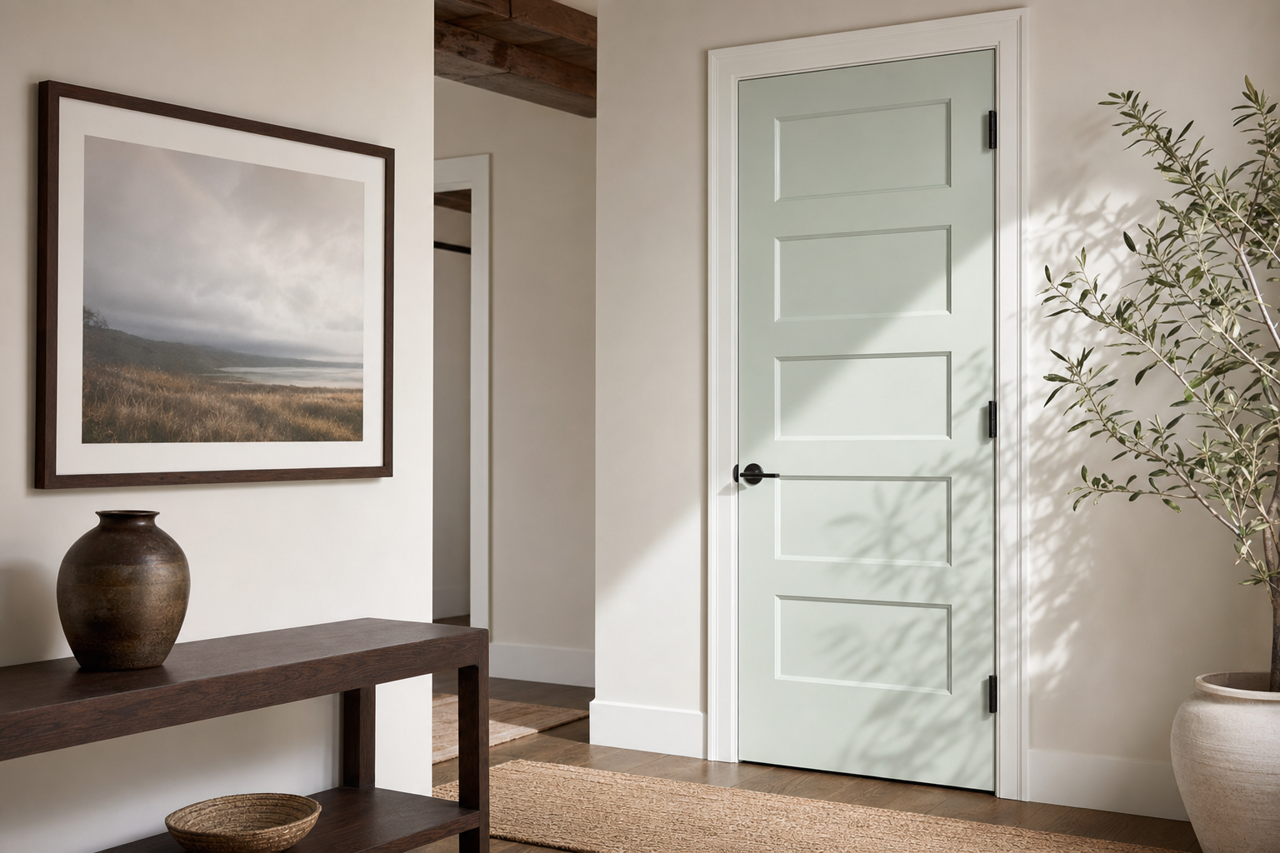Fleeting Green by Sherwin-Williams on interior-doors