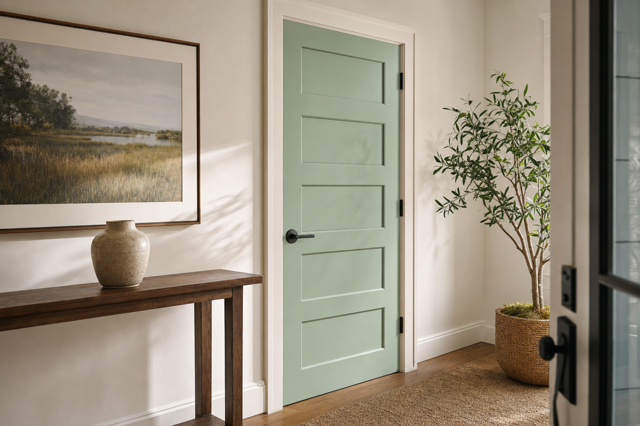 Kind Green by Sherwin-Williams on interior-doors