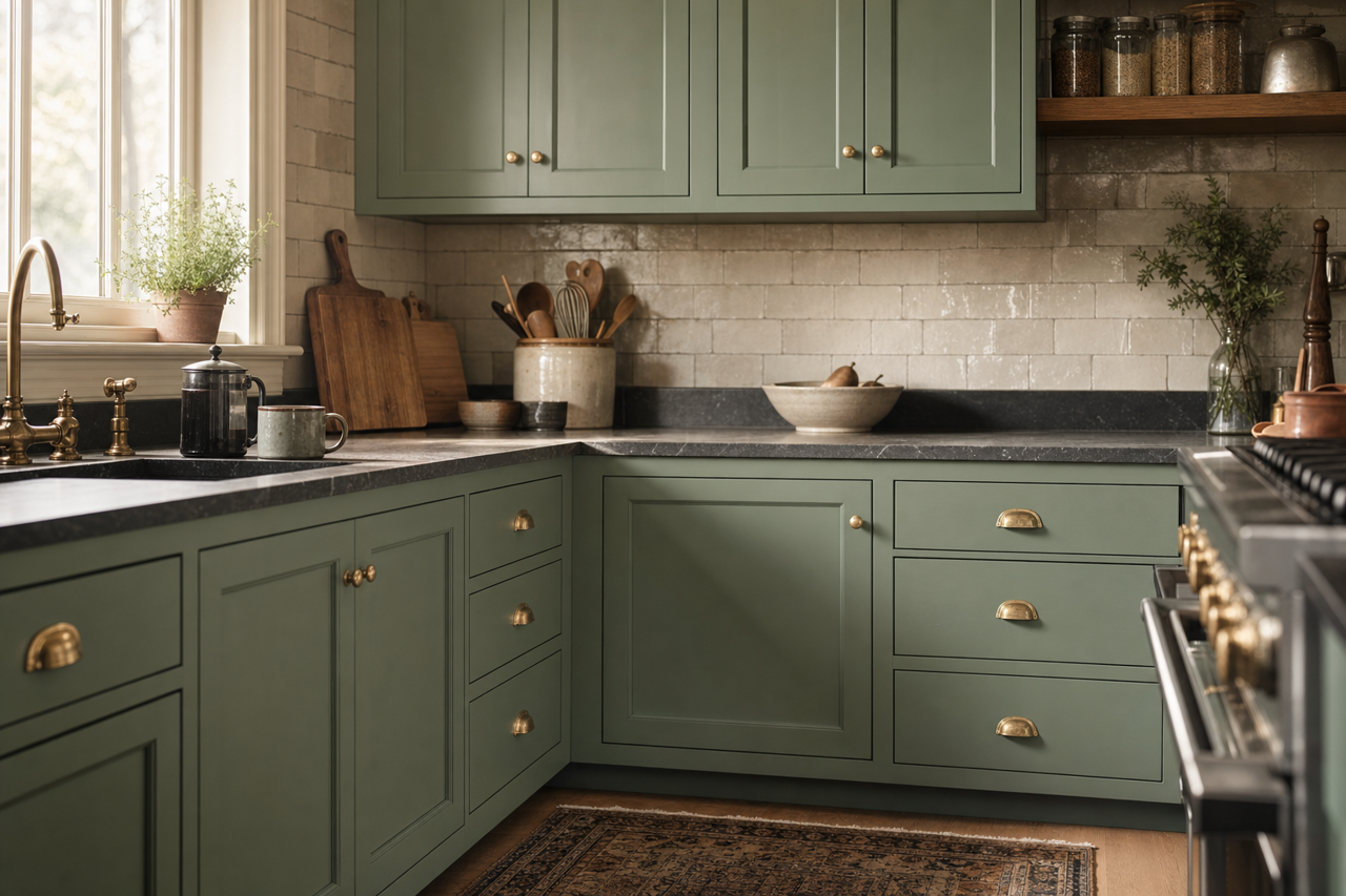 Jadite by Sherwin-Williams on cabinets