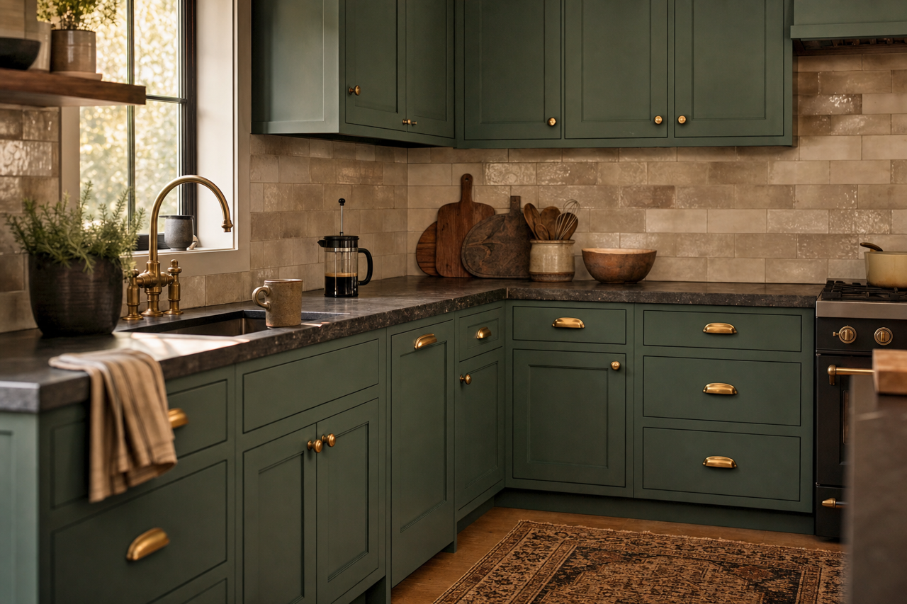 Kale Green by Sherwin-Williams on cabinets