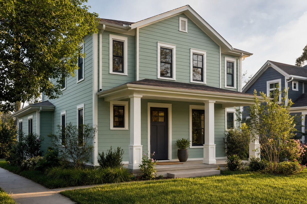 Spearmint by Sherwin-Williams on exterior