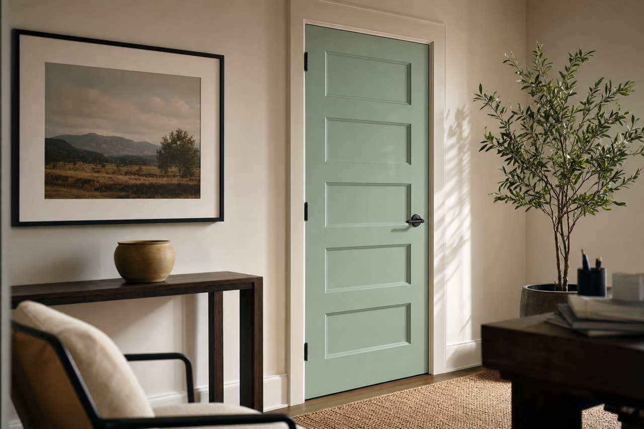 Spearmint by Sherwin-Williams on interior-doors