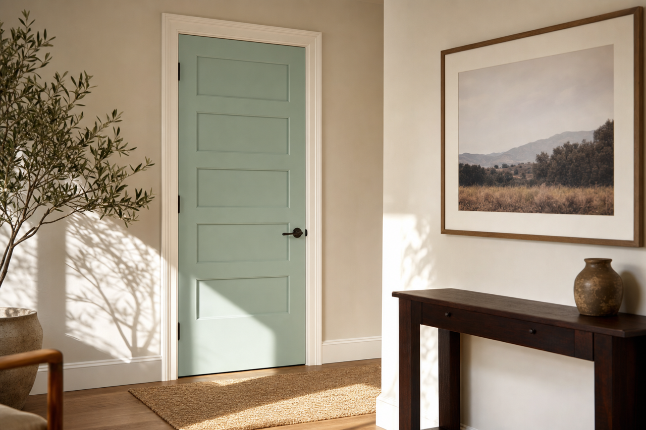 Hazel by Sherwin-Williams on interior-doors