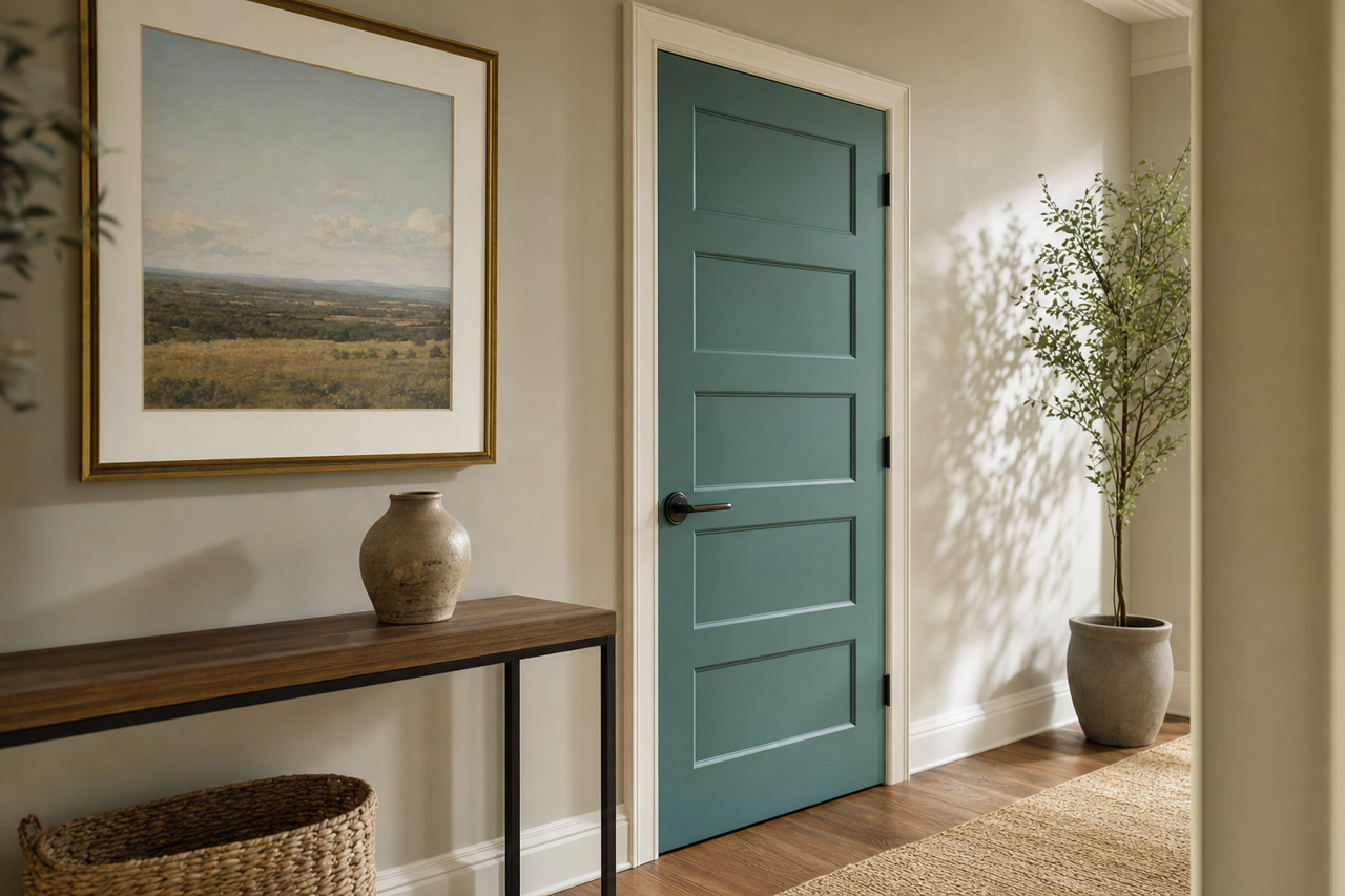 Lagoon by Sherwin-Williams on interior-doors