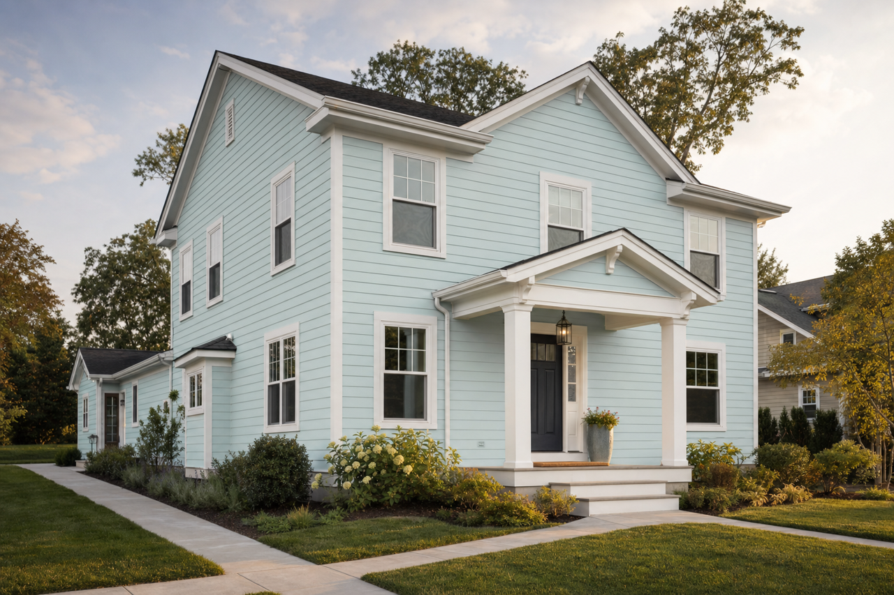 Meander Blue by Sherwin-Williams on exterior