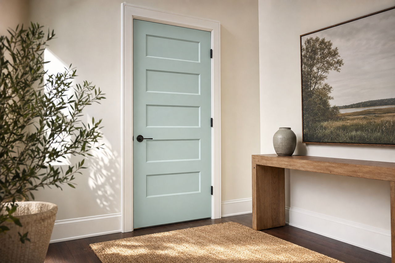 Meander Blue by Sherwin-Williams on interior-doors