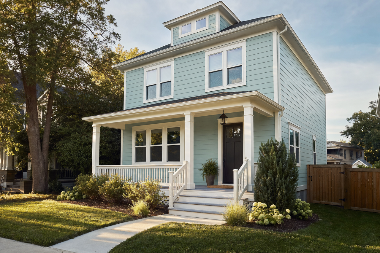 Raindrop by Sherwin-Williams on exterior