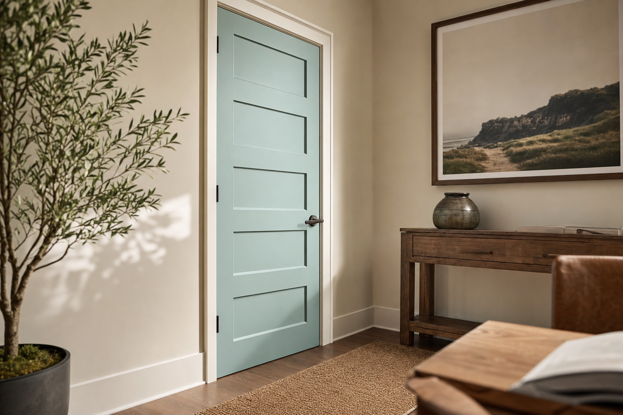 Raindrop by Sherwin-Williams on interior-doors