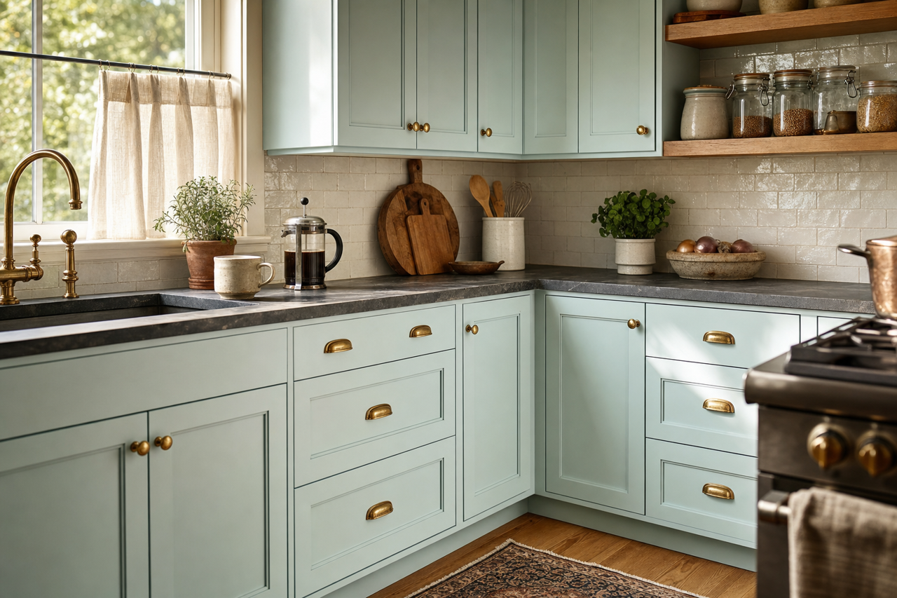 Open Air by Sherwin-Williams on cabinets