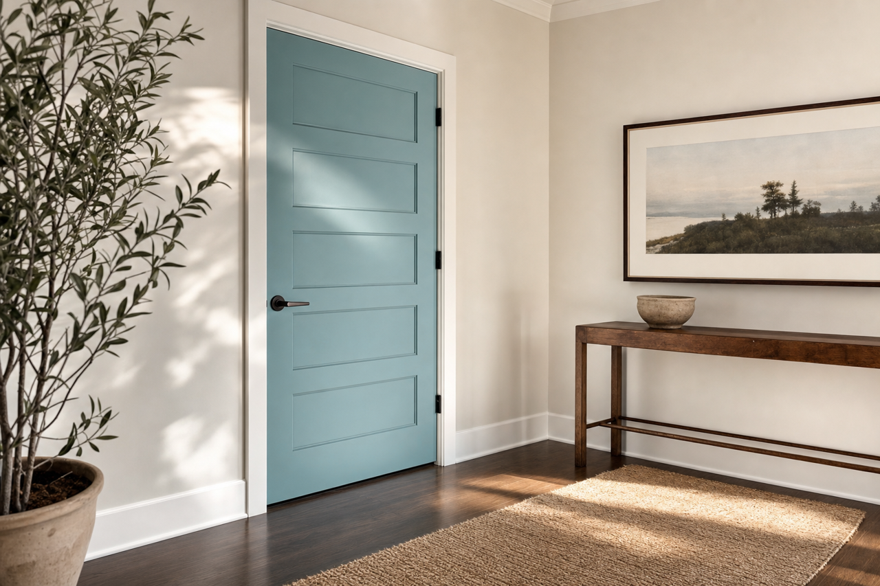 Ebbtide by Sherwin-Williams on interior-doors