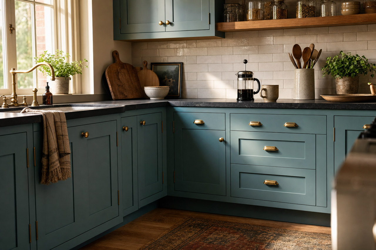 Lakeshore by Sherwin-Williams on cabinets