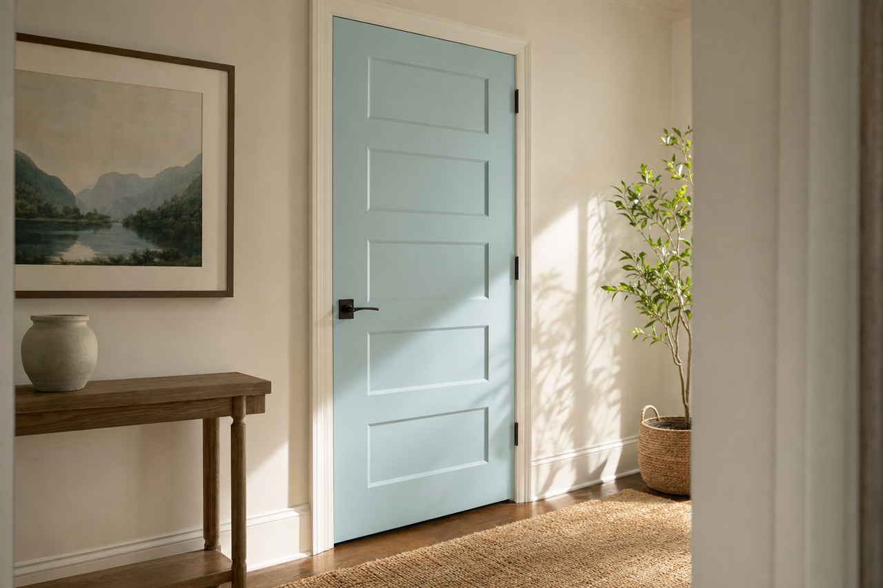 Byte Blue by Sherwin-Williams on interior-doors