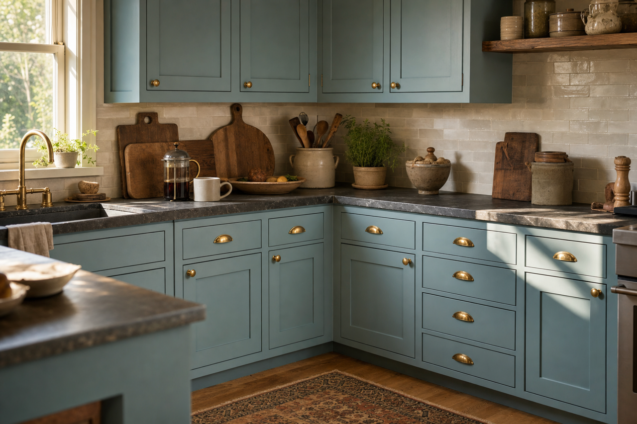Open Seas by Sherwin-Williams on cabinets