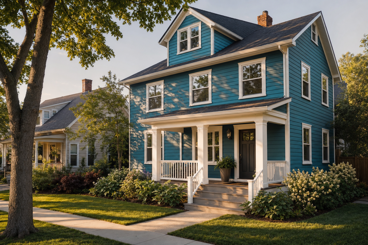 Loch Blue by Sherwin-Williams on exterior